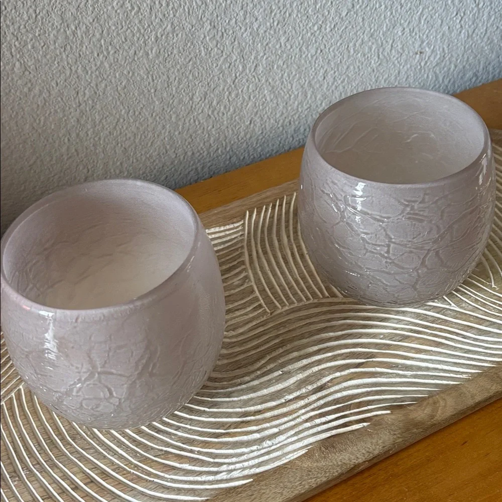 Pair of Frosted Glass Candle Holders